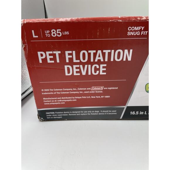 Coleman Dog Flotation Life Vest Jacket Preserver Size Large Up to 85 Pounds NEW - Picture 7 of 9